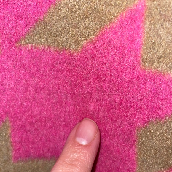 Avec Les Filles Wool Blend Brown Pink Oversized Houndstooth Printed Coat - Picture 9 of 10